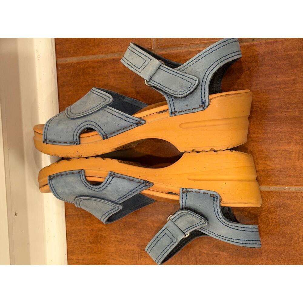 Dansko Womens 39 US 8.5-9 Blue Nubuck Leather Clog Sandals Hook Loop Comfort - Picture 8 of 12